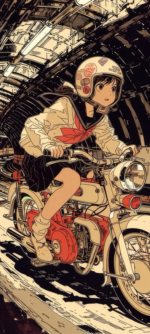 Anime Ride — Retro wallpaper for iPhone and Android by ScreenLux