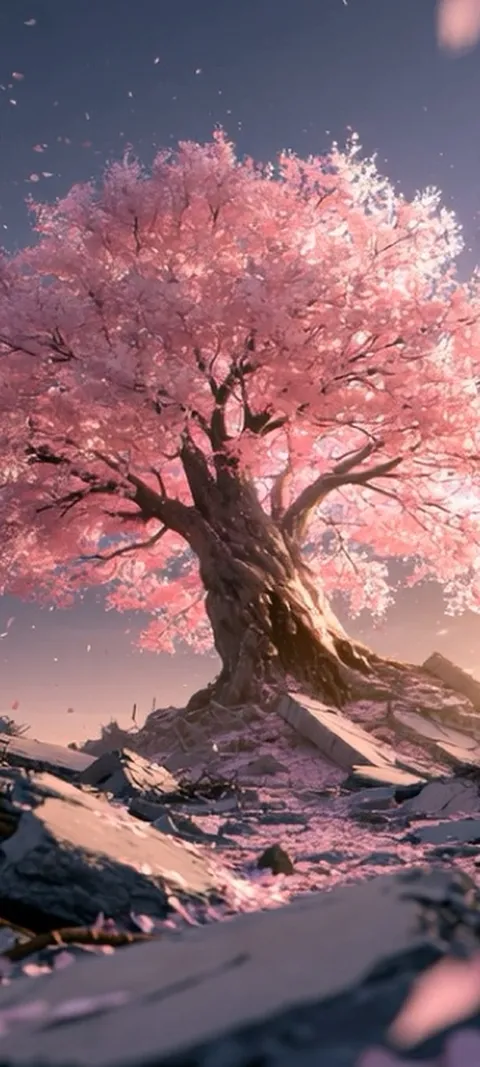 Cherry Blossom Ruins — Android live wallpaper for iPhone and Android by ScreenLux