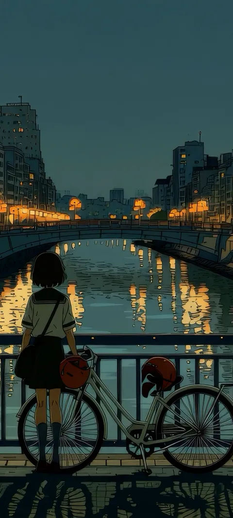 City Reflections — Anime wallpaper for iPhone and Android by ScreenLux