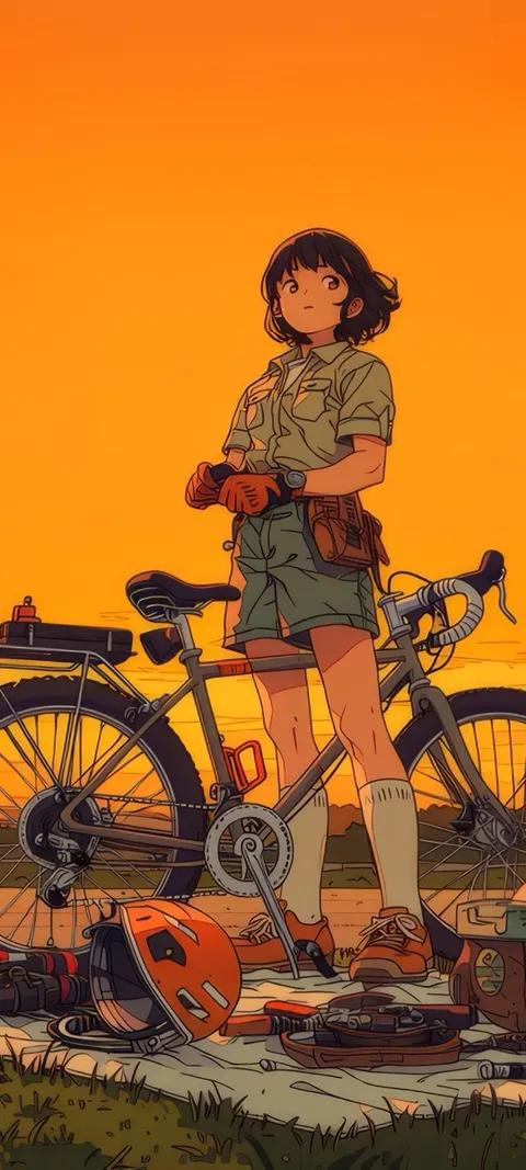 Cycling Sunset — Summer wallpaper for iPhone and Android by ScreenLux