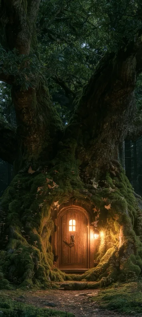 Enchanted Forest Dwelling — Fantasy wallpaper for iPhone and Android by ScreenLux