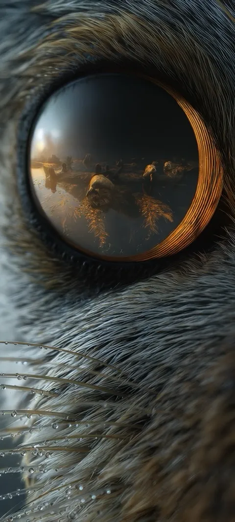 Feline Gaze — Gold wallpaper for iPhone and Android by ScreenLux