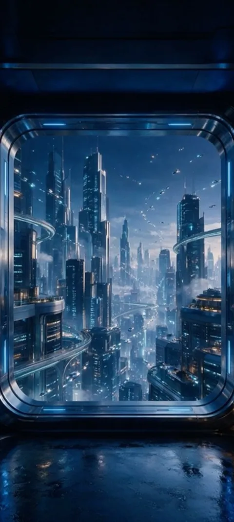 Futuristic Cityscape View — Android live wallpaper for iPhone and Android by ScreenLux