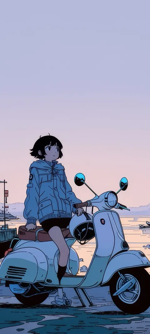 Harbor Vespa — Cute & Kawaii wallpaper for iPhone and Android by ScreenLux