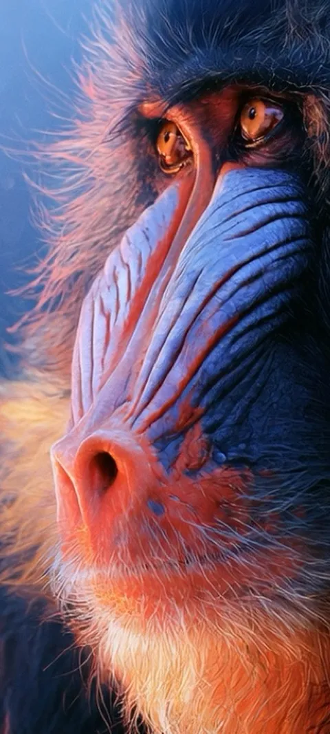 Mandrill Primate Portrait — Living Wild collection live wallpaper for iPhone and Android by ScreenLux