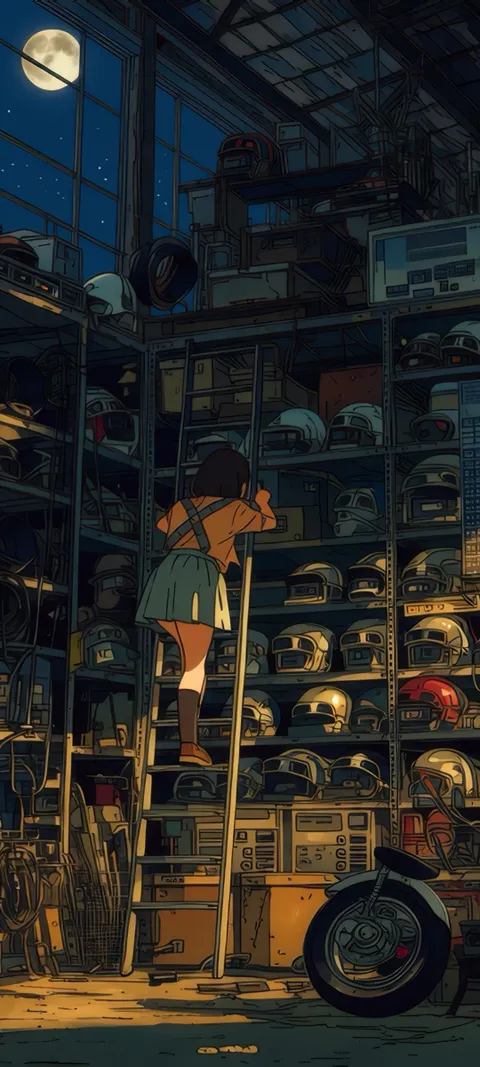 Midnight Garage — Anime wallpaper for iPhone and Android by ScreenLux