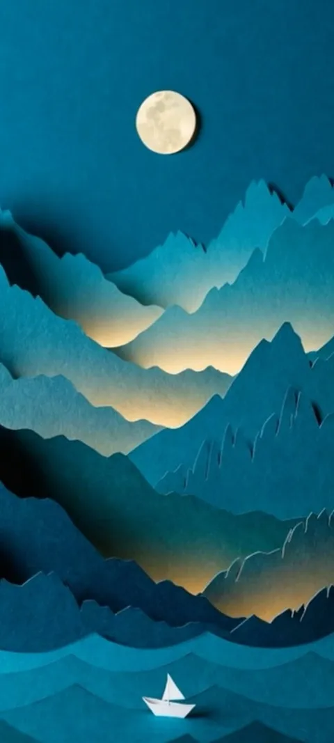 Moonlit Paper Mountains — Android live wallpaper for iPhone and Android by ScreenLux