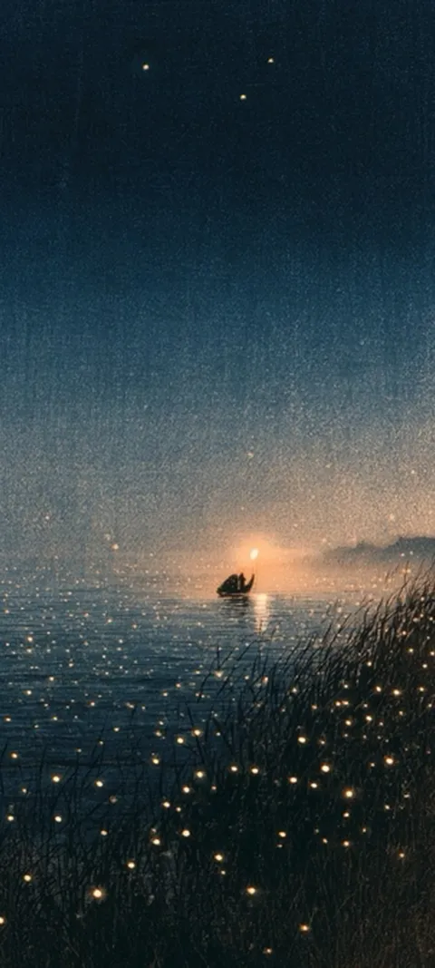 Night Lake Journey — Nature wallpaper for iPhone and Android by ScreenLux