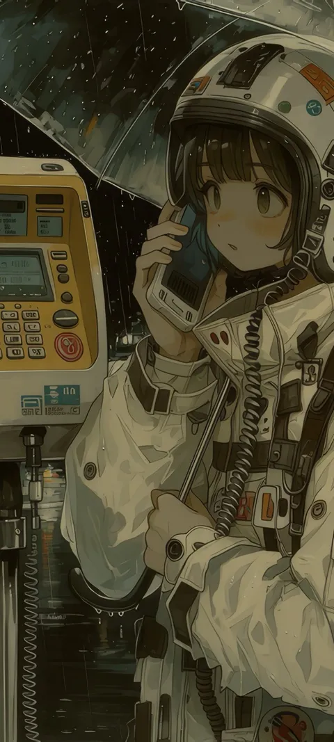 Rainy Call — Anime wallpaper for iPhone and Android by ScreenLux