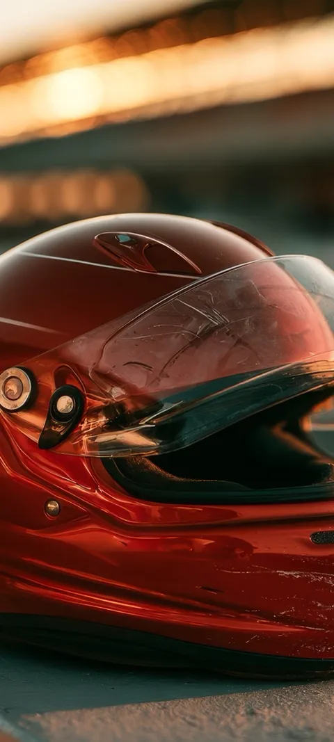 Red Racing Helmet — Gold wallpaper for iPhone and Android by ScreenLux