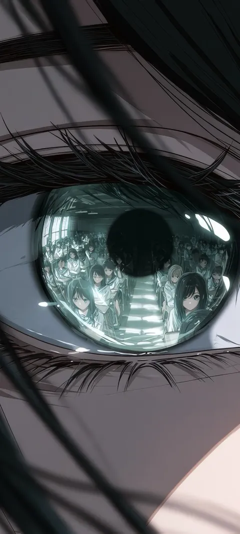 Reflected Anime Crowd — Android wallpaper for iPhone and Android by ScreenLux