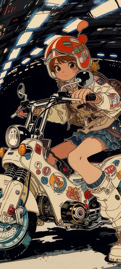 Retro Rider — Anime wallpaper for iPhone and Android by ScreenLux