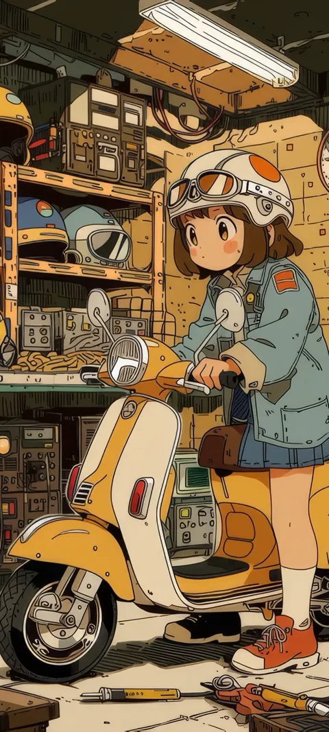 Scoot Girl — Cute & Kawaii wallpaper for iPhone and Android by ScreenLux
