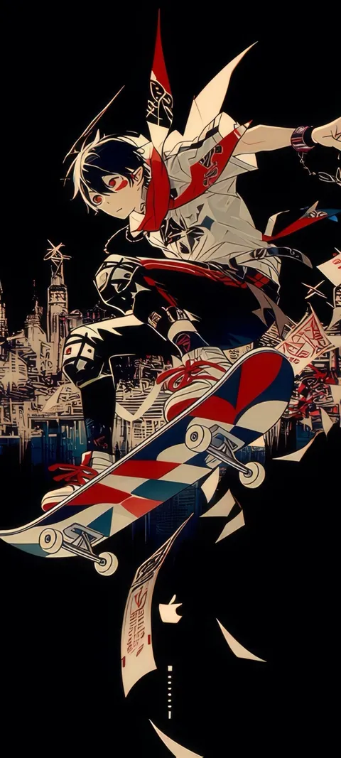 Skate Night — Anime wallpaper for iPhone and Android by ScreenLux