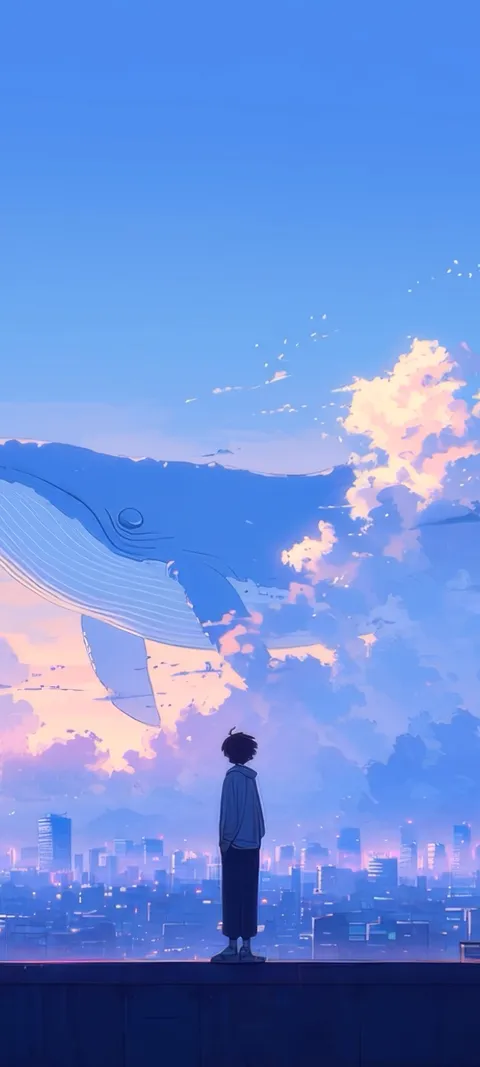 Sky Whales — Purple wallpaper for iPhone and Android by ScreenLux