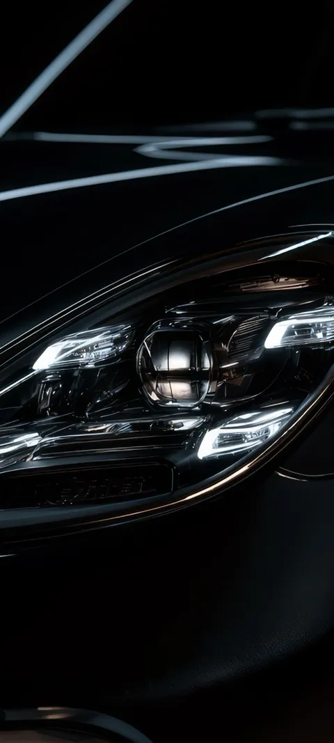 Sleek Car Headlight — Black wallpaper for iPhone and Android by ScreenLux