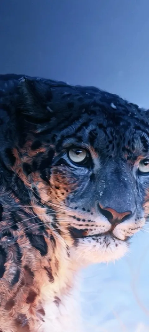 Snow Leopard Gaze — iPad live wallpaper for iPhone and Android by ScreenLux