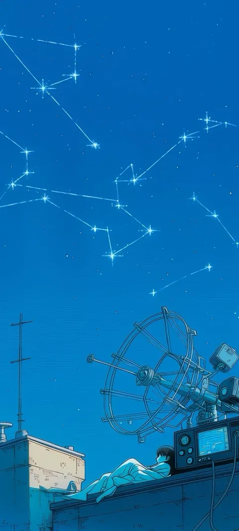 Starry Rooftop — Anime wallpaper for iPhone and Android by ScreenLux