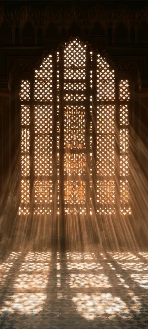 Sunlit Ornate Window — Retro wallpaper for iPhone and Android by ScreenLux