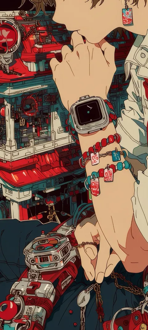 Tech Anime — Gold wallpaper for iPhone and Android by ScreenLux