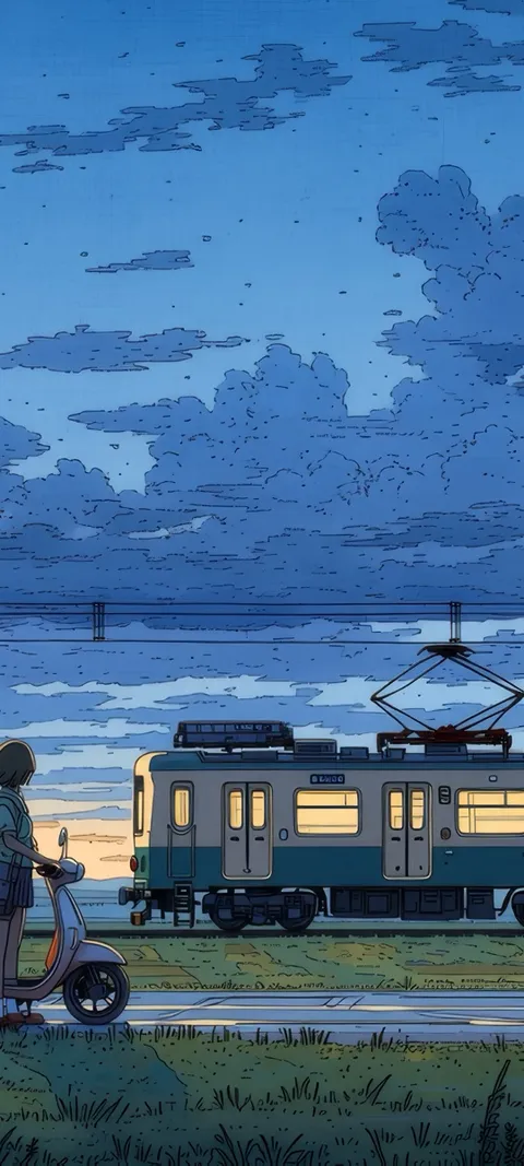 Train Crossing — Summer wallpaper for iPhone and Android by ScreenLux