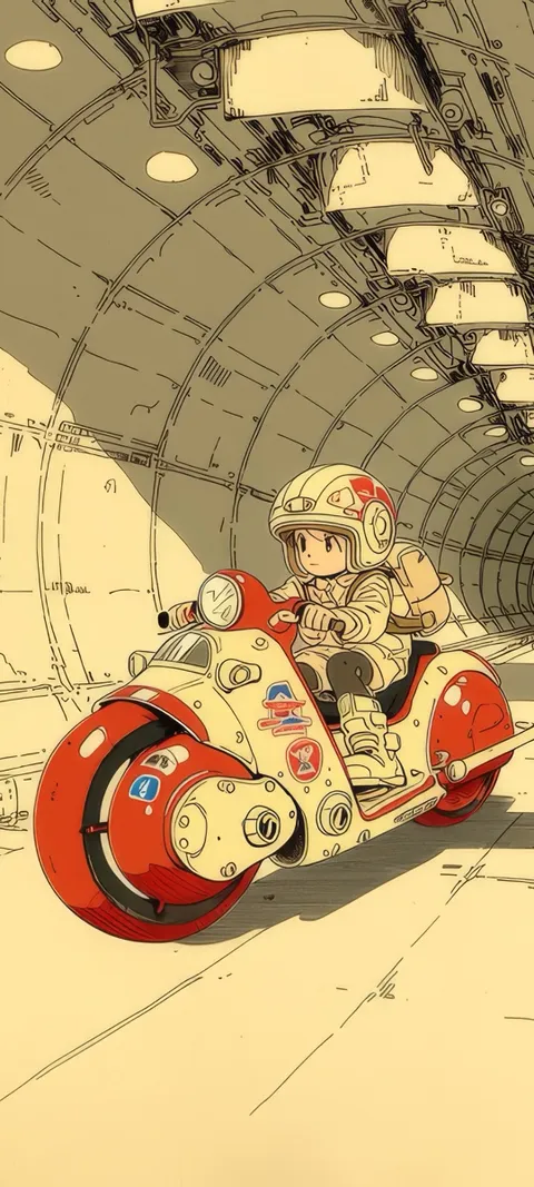 Tunnel Rider — Retro wallpaper for iPhone and Android by ScreenLux