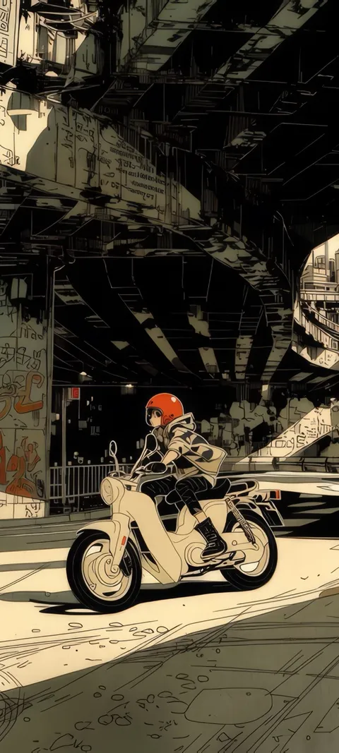 Urban Ride — Anime wallpaper for iPhone and Android by ScreenLux